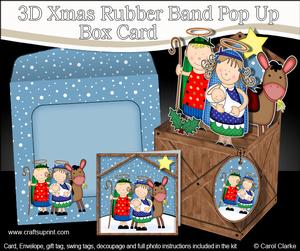 3D Mary & Joseph Nativity Rubber Band Xmas Pop Up Box Card