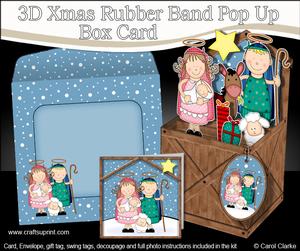 3D Holy Family Nativity Rubber Band Xmas Pop Up Box Card
