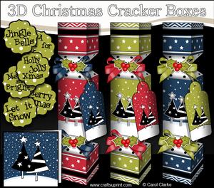 3D Xmas Trees Snowy Scene Christmas Cracker Boxes