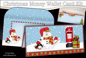 Christmas Snowman Postbox Money or Gift Wallet Card Kit