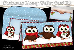 Christmas Little Hoot Owls Money or Gift Wallet Card Kit