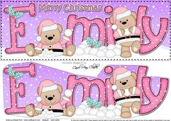 Large Dl Xmas Emily Livvy Bear & 3D Decoupage
