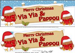 Large Dl Xmas Yia Yia & Pappou Robins Signpost Decoupage