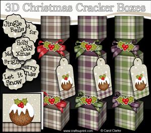 3D Tartan Christmas Puddings Cracker Boxes