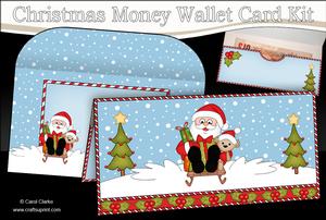 Christmas Sledging Santa Money or Gift Wallet Card Kit