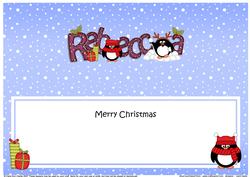 Large Dl Xmas Rebecca Pip Penguin Insert