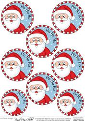 Santa Round Christmas Gift Tags