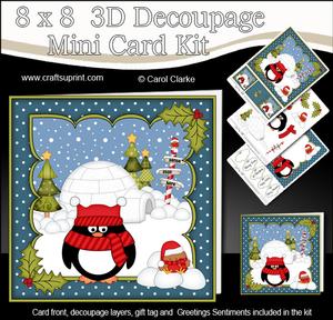 8x8 Xmas Pip Penguin Mini Kit 3D Decoupage