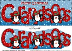 Large Dl Xmas Grandsons Penguins 3D Decoupage