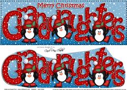Large Dl Xmas Granddaughters Penguins 3D Decoupage