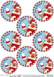 Xmas Rudolph Round Christmas Gift Tags