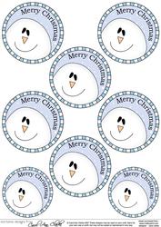 Xmas Snowman Round Christmas Gift Tags
