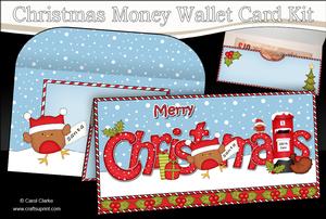 Xmas Bobbin Robins Money or Gift Wallet Card Kit