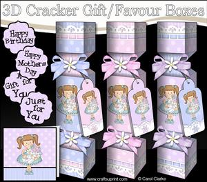 3D Girlz Liz's Flowers Cracker Gift Favour Boxes