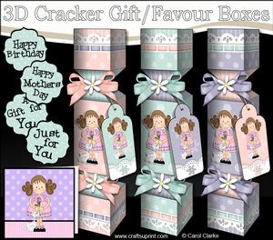 3D Girlz Zoe's Rose Cracker Gift Favour Boxes