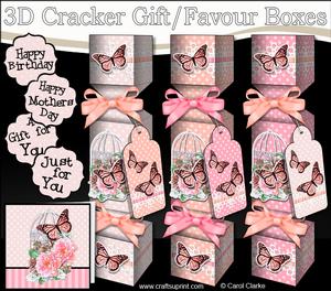 3D Butterfly & Roses Birdcage Cracker Gift Favour Boxes