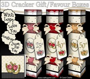 3D Annniversary Horseshoes & Roses Cracker Gift Favour Boxes
