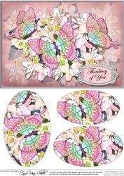 A5 Thinking of You Flowers & Butterfly Oval Pyramage Topper