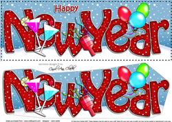 Large Dl New Year Celebrations 3D Decoupage