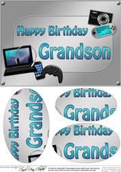 A5 Birthday Grandson Gadgets N Gizmos Oval Pyramage Topper