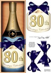 Large Dl 80th Champers in a Box Quick Card 3D Decoupage