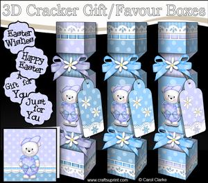 3D Easter Teddy Ed Cracker Gift Favour Boxes