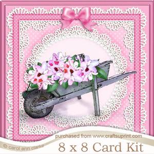 8 x 8 Flower Filled Wheelbarrow Kit with 3D Decoupage