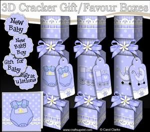 3D New Baby Boy Cracker Gift Favour Boxes