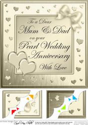 8 x 8 Mum and Dad Pearl Wedding Anniversary Topper