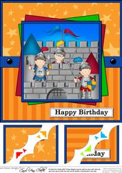 8 x 8 Boriz the Knight Birthday Scalloped Corner Topper