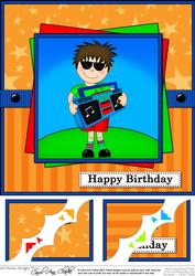 8 x 8 Jaz's Boom Box Birthday Scalloped Corner Topper