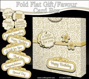 3D Gold Swirls Gift Favour Card Box