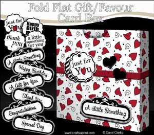 3D Romantic Hearts Gift Favour Fold Flat Card Box