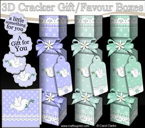 3D Doves Cracker Gift Favour Boxes