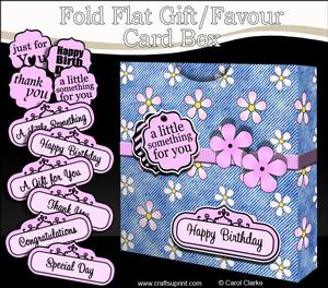 3D Denim & Daisies Gift Favour Card Box