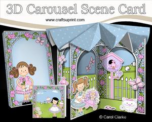3D Girlz Carousel Scene Card Kit