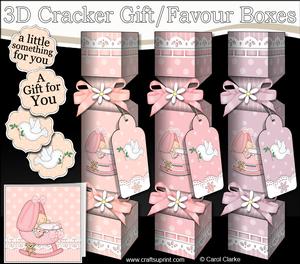 3D Baby Girl Cracker Gift Favour Boxes