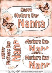 A5 Mothers Day Nanna Butterflies & Flowers Oval Pyramage