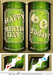 8 x 8 60th Birthday Beer Cans Scalloped Corner Topper