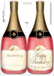 Large Dl Birthday Champagne Bottle Shaped Card