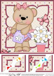8 x 8 Livvy Bear's Flowers Scalloped Corner Topper