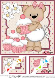 8 x 8 Livvy Bear's Cupcake Scalloped Corner Topper