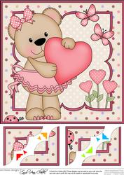 8 x 8 Livvy Bear's Heart Scalloped Corner Topper