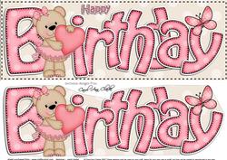 Large Dl Birthday Livvy Bear Card & 3D Decoupage