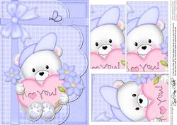 A5 Teddy Eds Heart Pyramage Topper