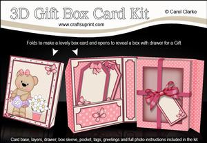 3D Livvy Bear's Flowers Gift Box Card Kit with 3D Decoupage