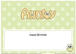 Large Dl Birthday Aunty Owls Matching Insert