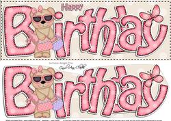 Large Dl Birthday Livvy Bear Card & 3D Decoupage