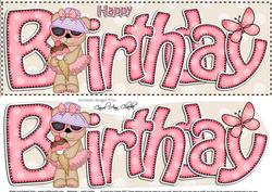 Large Dl Birthday Livvy Bear Card & 3D Decoupage