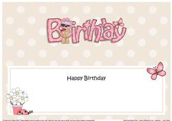 Birthday Livvy Bear Large Dl Matching Insert